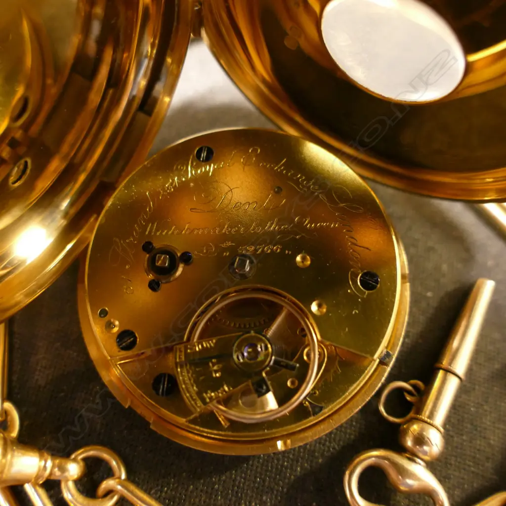 An early 20thC E. Dent & Co. 18ct. yellow gold half-hunter pocket watch Image 1++