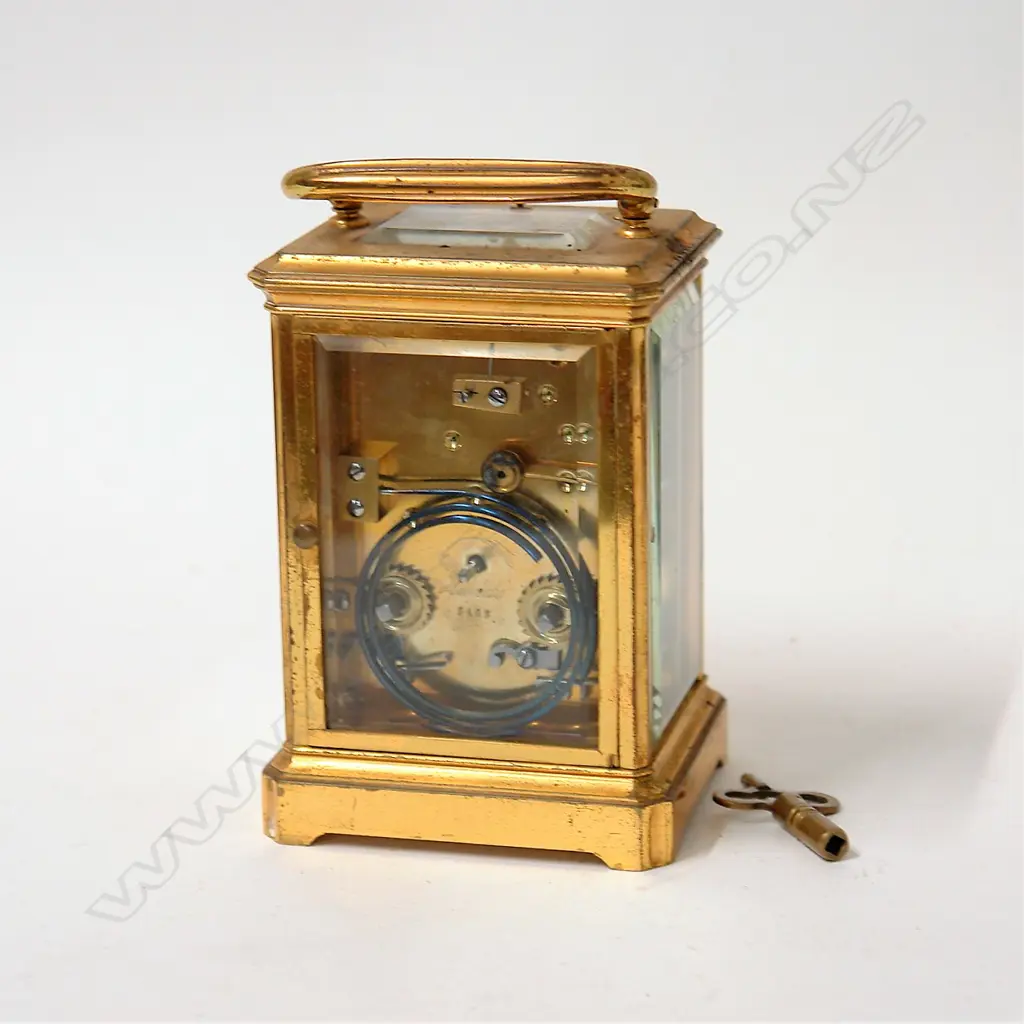 A 19thC French brass repeater carriage clock Image 1++