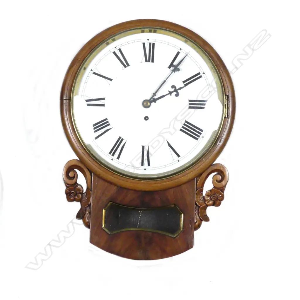 A Victorian mahogany drop dial wall clock Image 1++