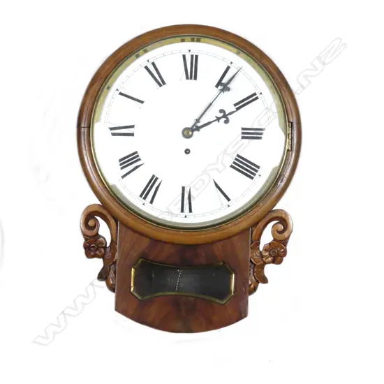 A Victorian mahogany drop dial wall clock