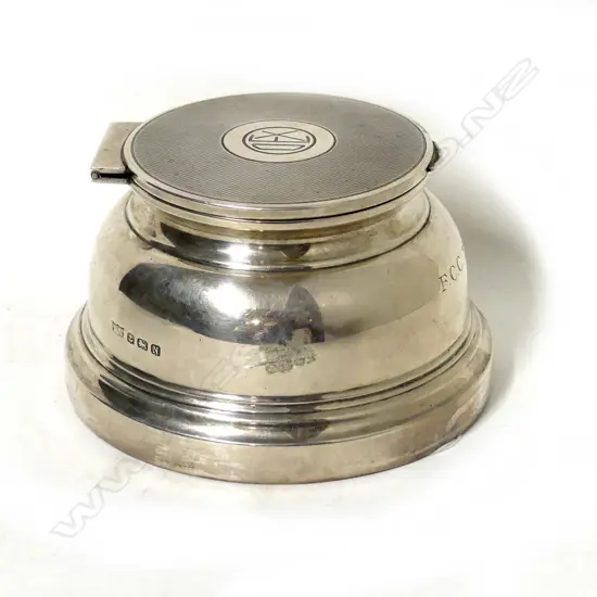 A Mappin & Webb Art Deco silver capstan inkwell