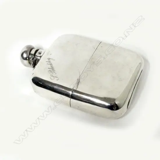 A silver hip flask