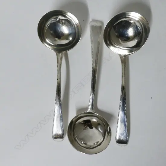 Three George III silver sauce ladles