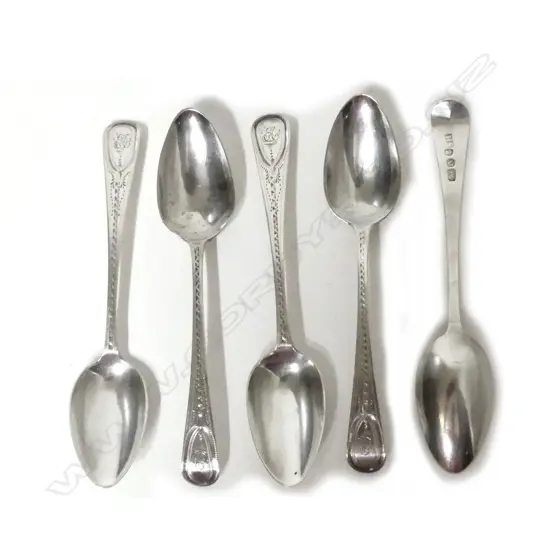 Five George III silver teaspoons