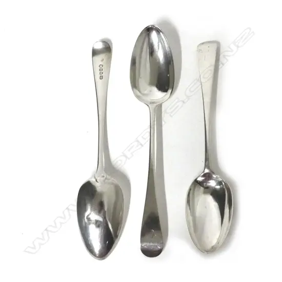 Three Georgian silver tablespoons