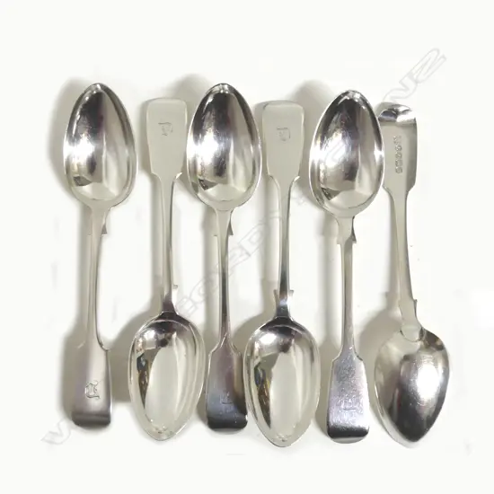Six silver dessert spoons