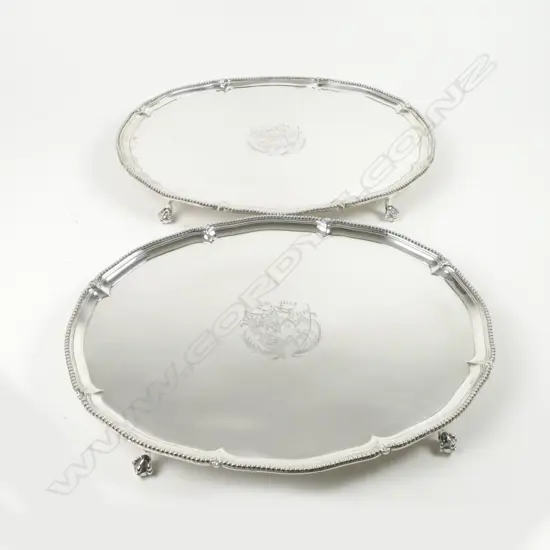 A pair of George III silver trays