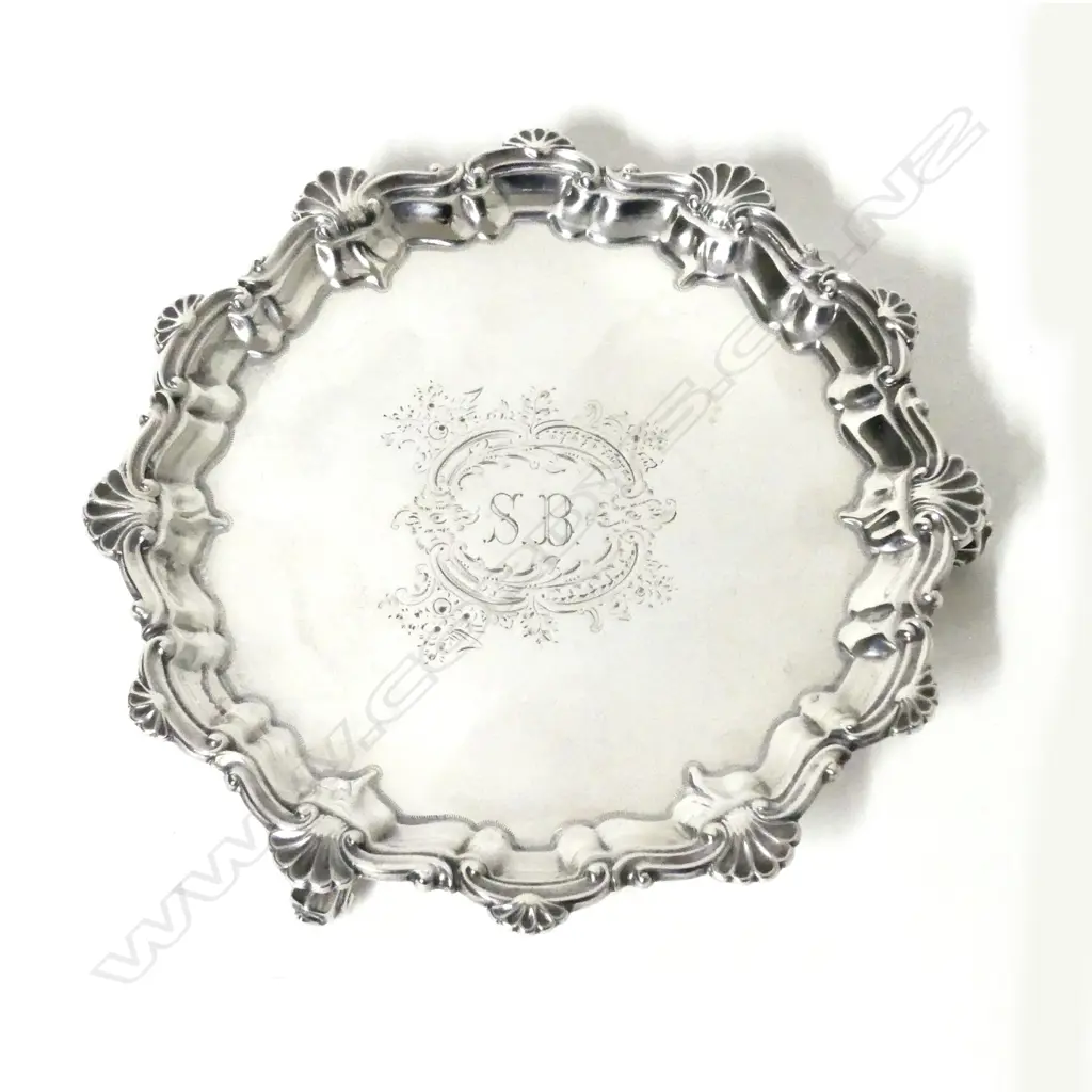 A Georgian Revival silver waiter Image 1++