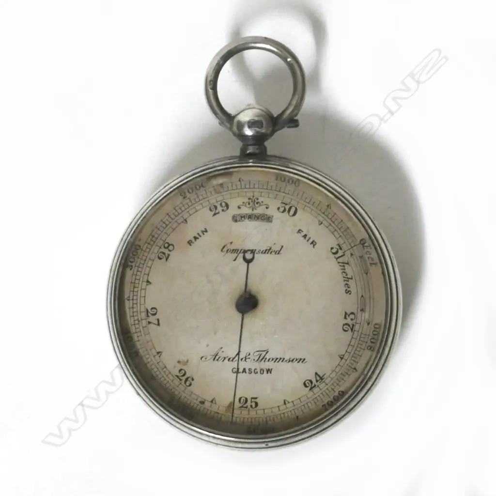 A Victorian silver cased Aird & Thomson pocket barometer Image 1++
