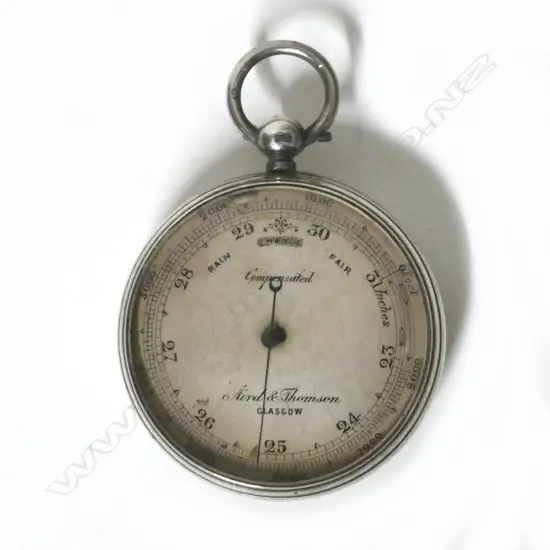 A Victorian silver cased Aird & Thomson pocket barometer