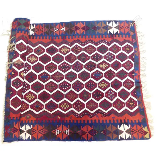 A large old fine quality Turkish kilim runner/rug