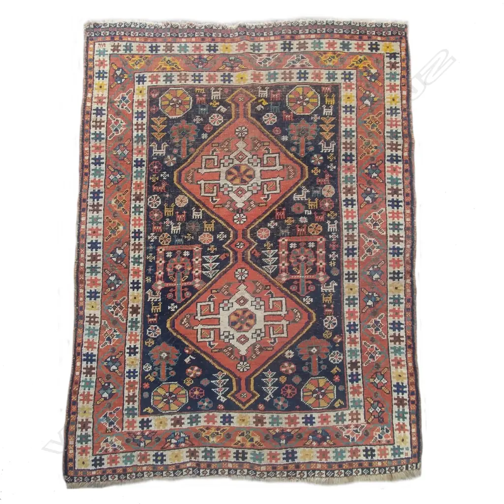 A hand knotted tribal all wool Shiraz rug Image 1++