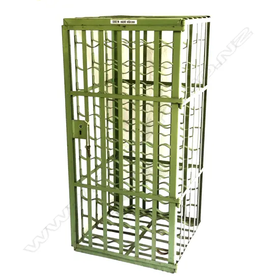 A wrought iron wine cage