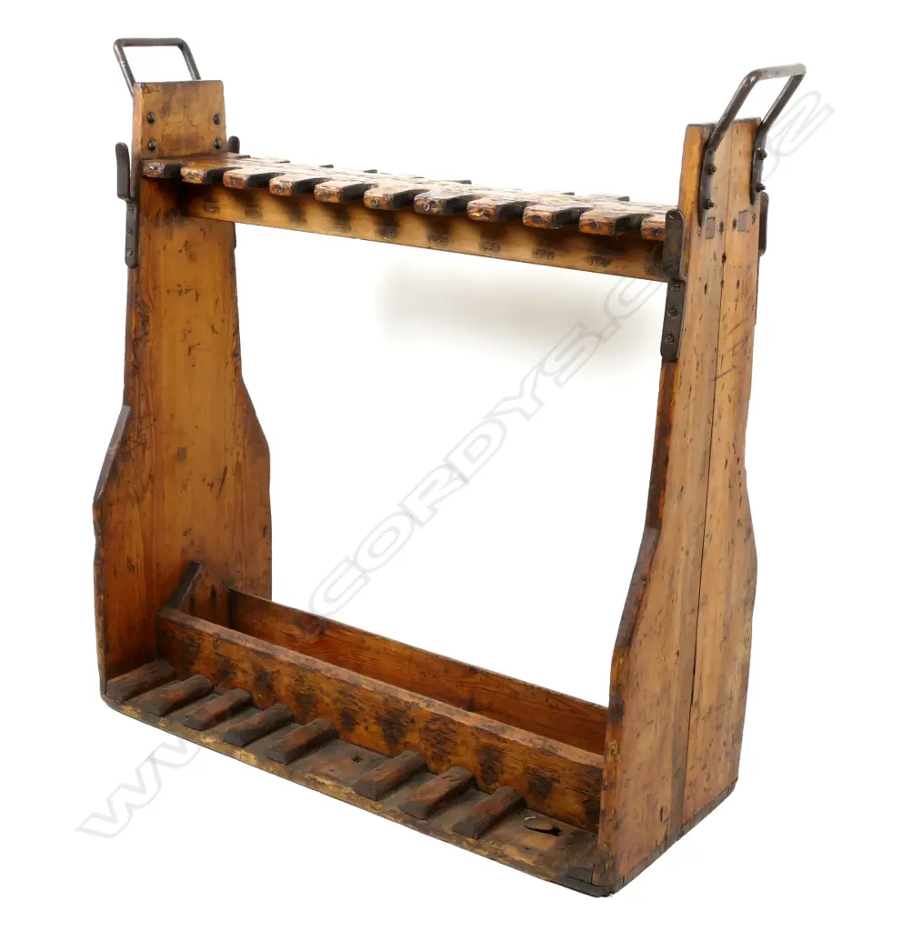 A 19thC pine gun or fishing rod rack Image 1++