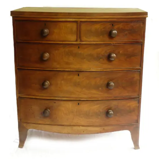 A Georgian mahogany five-drawer bowfront chest