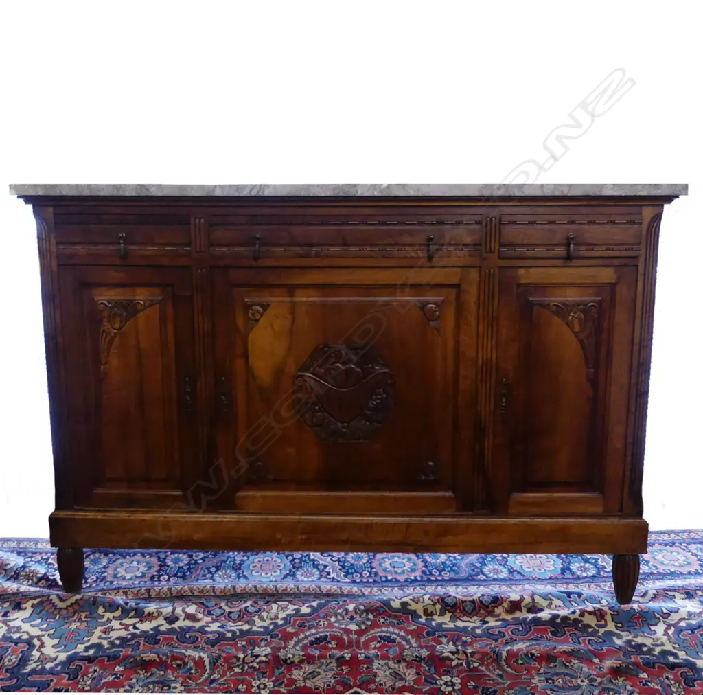 A French walnut marble top side board Image 1++