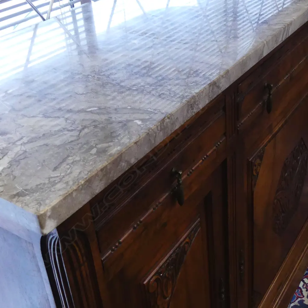 A French walnut marble top side board Image 1++