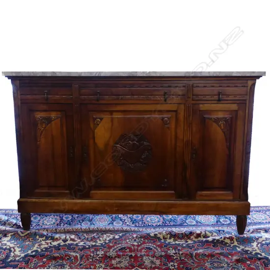 A French walnut marble top side board