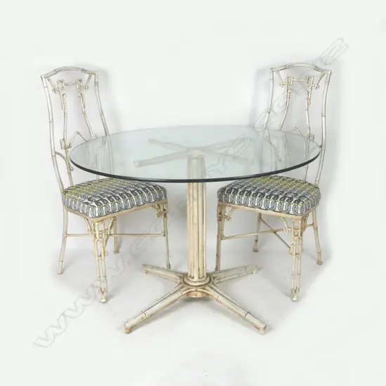 A vintage cast metal iron conservatory set