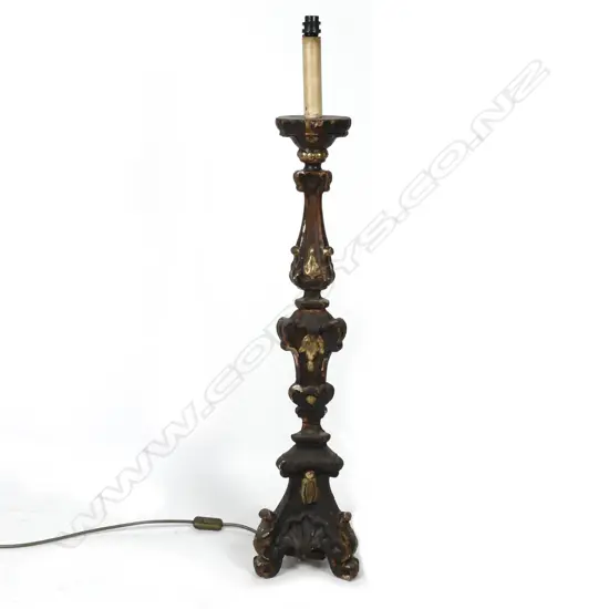 An Italian baroque candlestick lamp