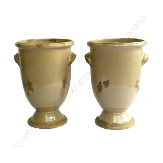 A pair of glazed garden pots