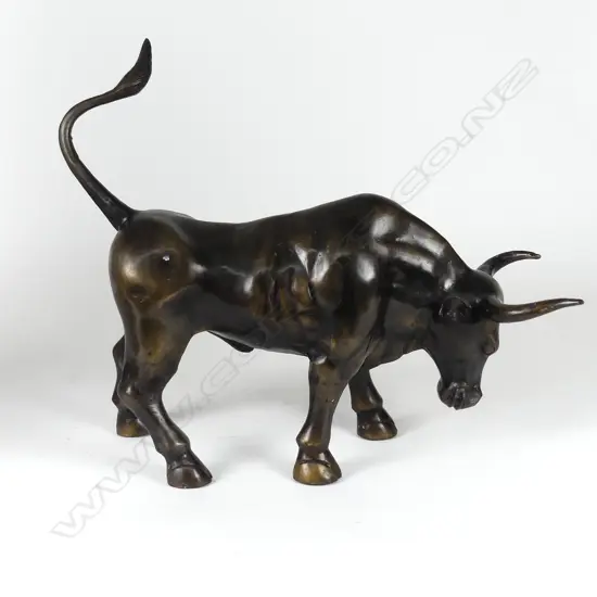 A modern classical figure of a standing bull