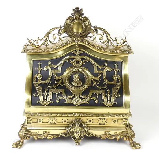 An exuberant Louis XIV style brass stationery compendium