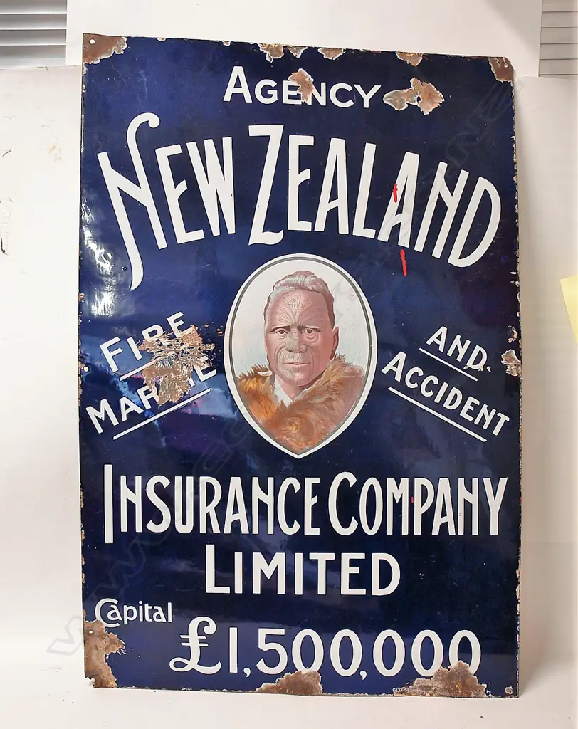 A rare vintage New Zealand Insurance Co. enamel sign Image 1++