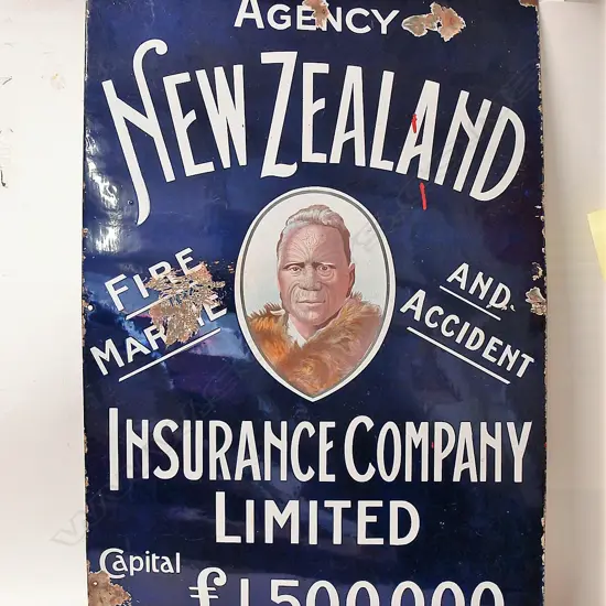 A rare vintage New Zealand Insurance Co. enamel sign