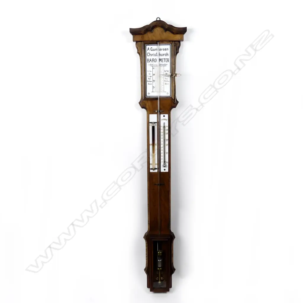 A good Victorian walnut stick barometer Image 1++