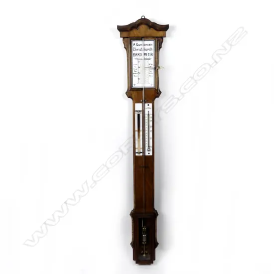 A good Victorian walnut stick barometer
