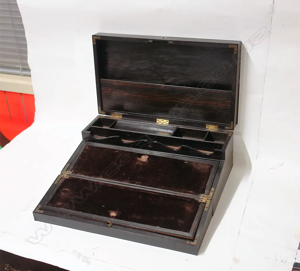 A 19thC Anglo-Indian quality ebony writing slope Image 1++