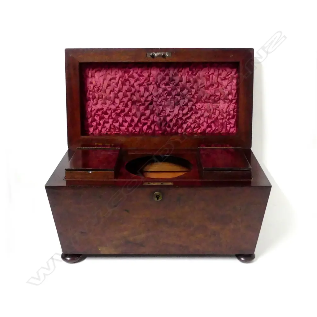 A Regency burr walnut tea caddy Image 1++