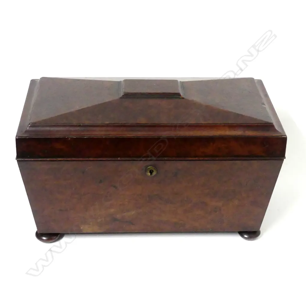 A Regency burr walnut tea caddy Image 1++