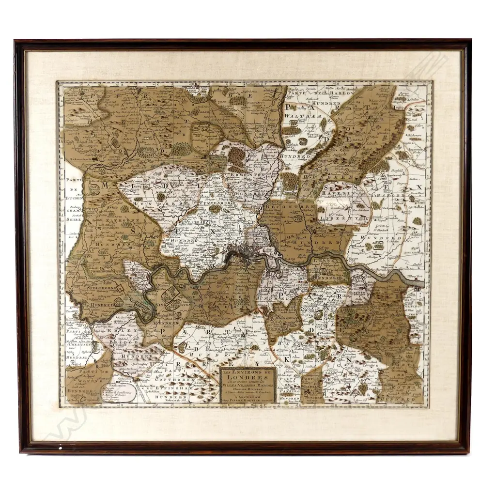 'Les Environs de Londres...' 18thC map of the vicinity of London Image 1++