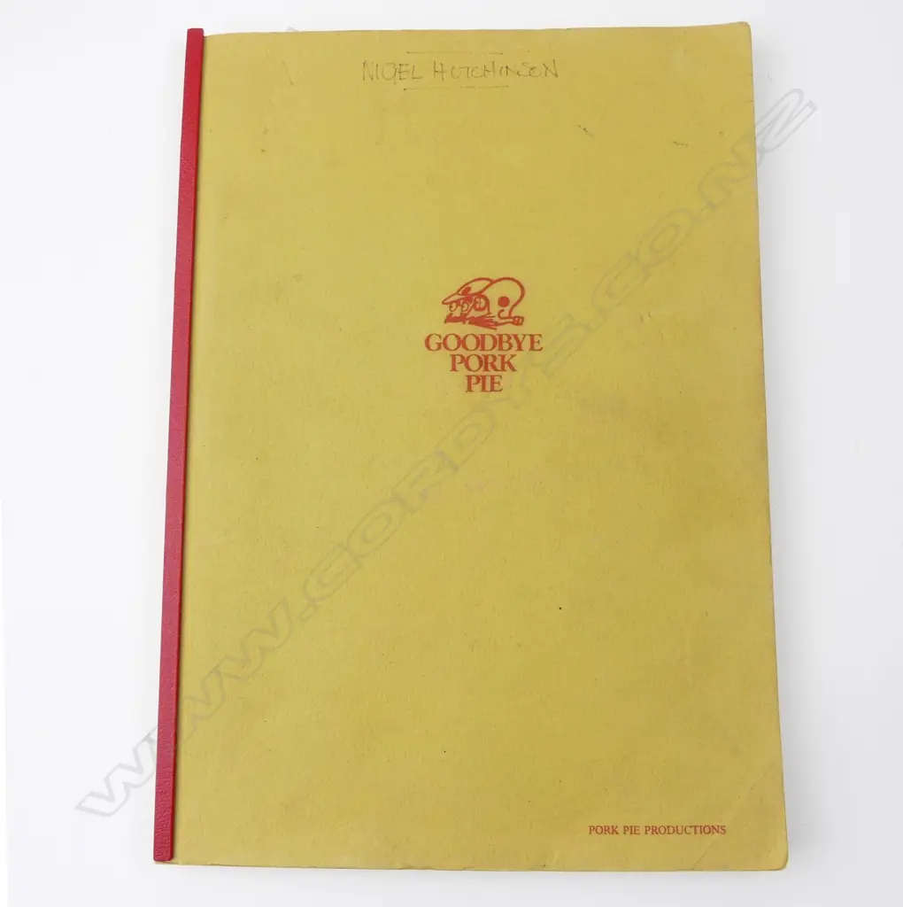 A screenplay script copy of Goodbye Pork Pie (1981) for the co-producer Nigel Hutchinson (1931-2017) Image 1++