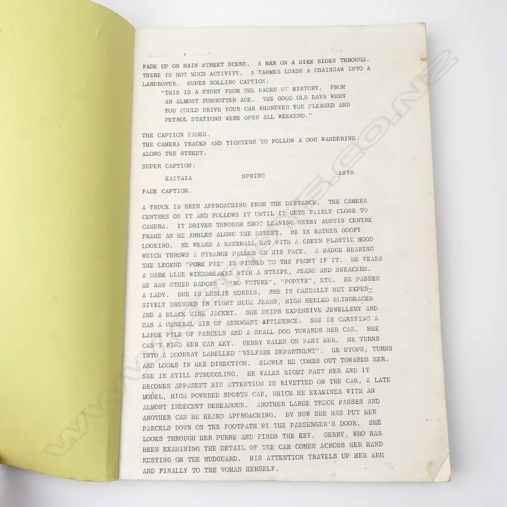 A screenplay script copy of Goodbye Pork Pie (1981) for the co-producer Nigel Hutchinson (1931-2017) Image 1++