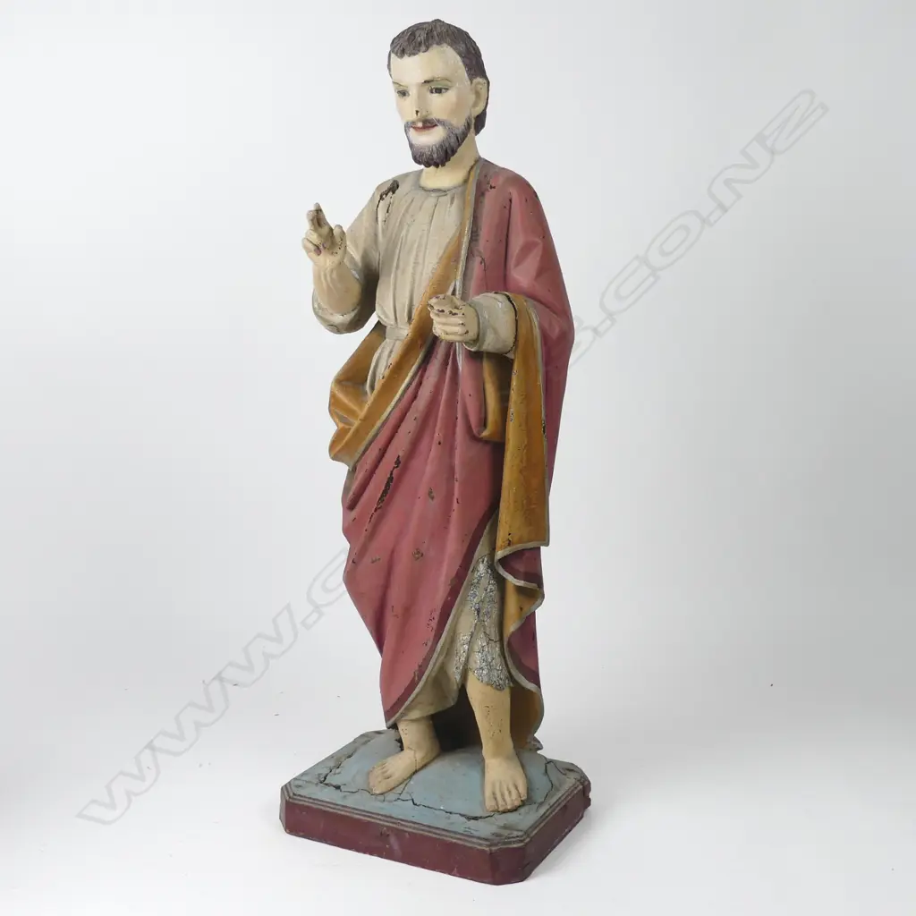 A large antique wooden statue of St. James The Greater Image 1++