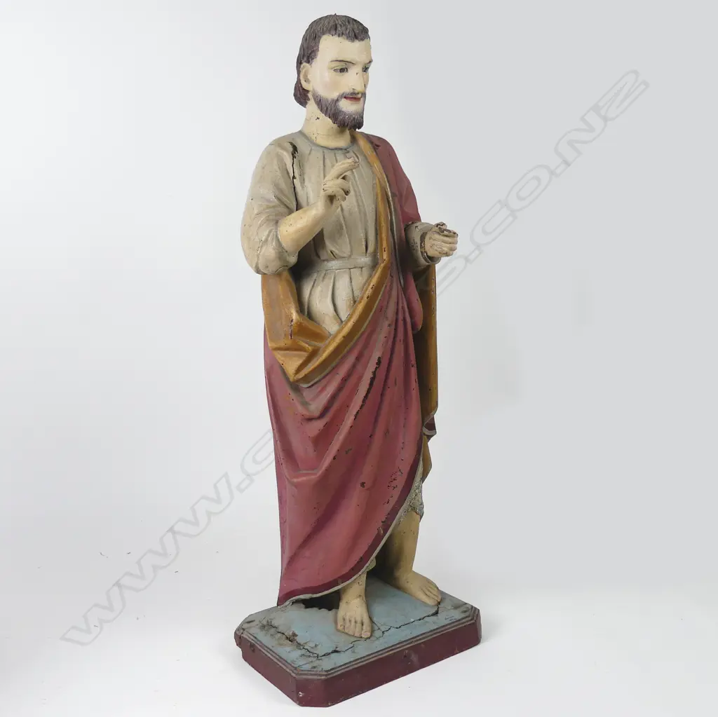A large antique wooden statue of St. James The Greater Image 1++