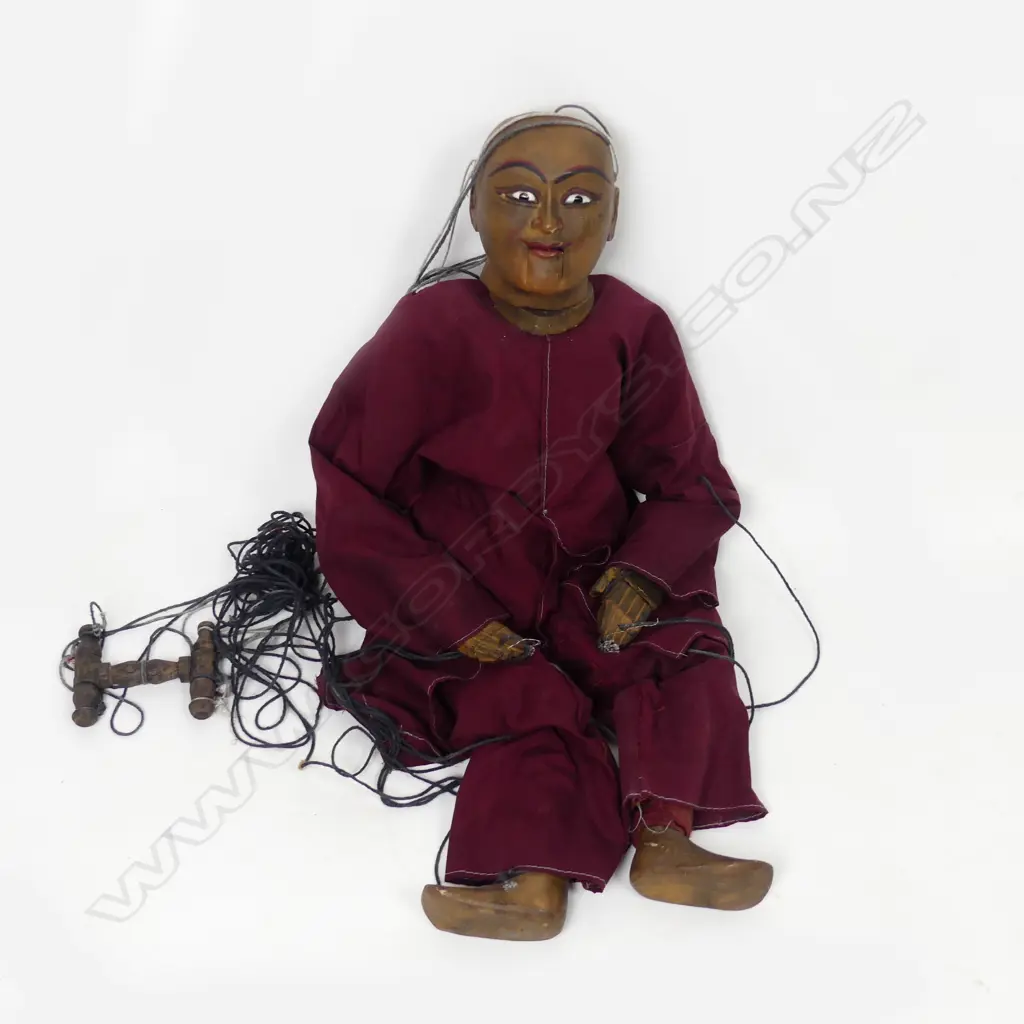 A Myanmar/Burma articulated wood puppet of a monk Image 1++