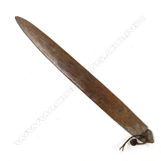 An old Australian Aboriginal hardwood bullroarer of broad flat shape