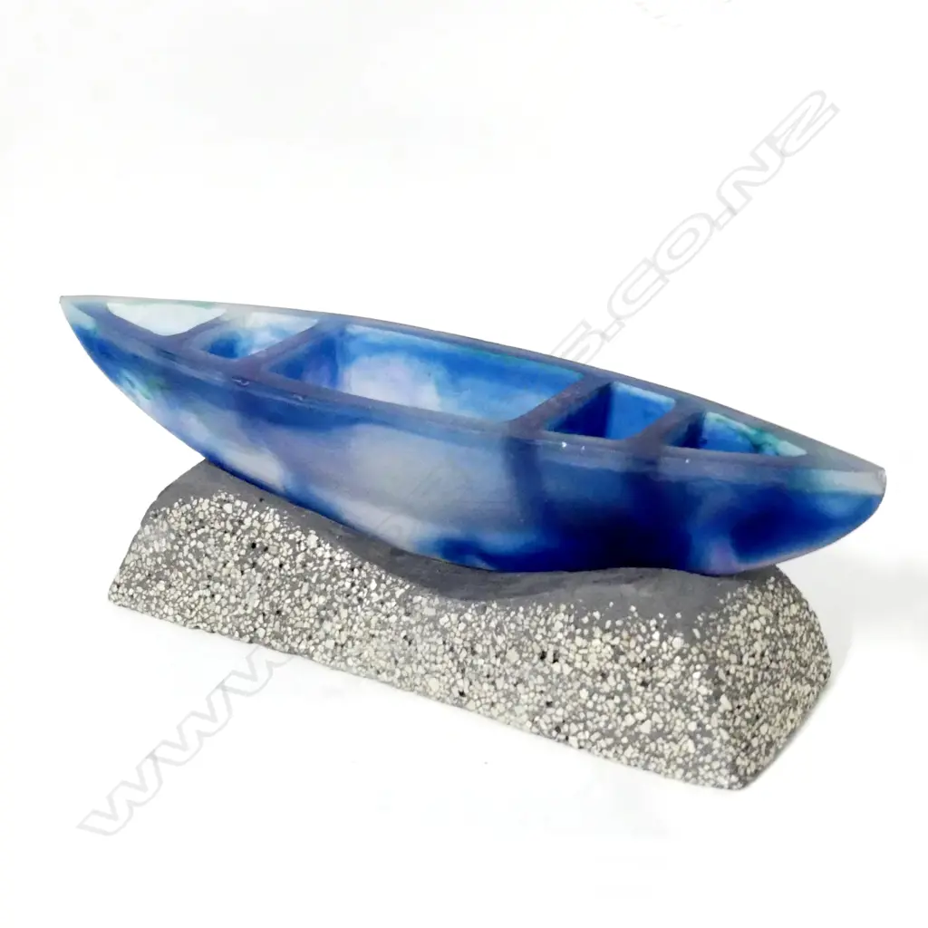 A NZ cast glass boat sculpture Image 1++