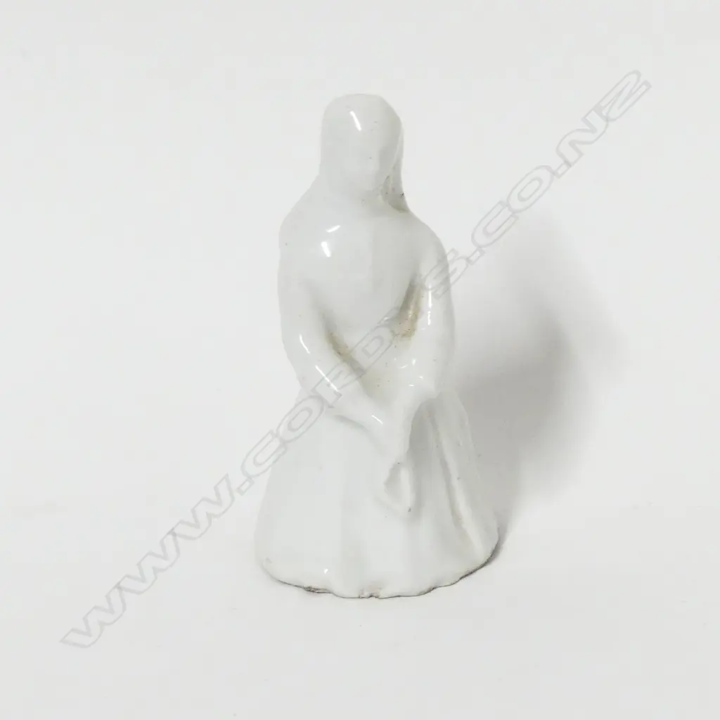 A very rare 18thC Bow blanc-de-chine porcelain 'candle snuffer' Image 1++