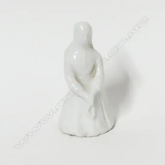 A very rare 18thC Bow blanc-de-chine porcelain 'candle snuffer'