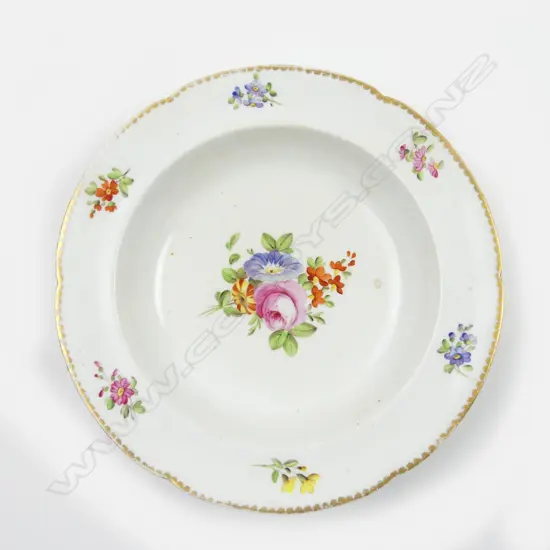 A Georgian period Bloor Derby porcelain circular dish with shaped