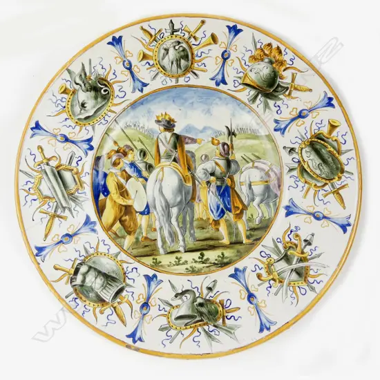 An Istoriato-type majolica charger