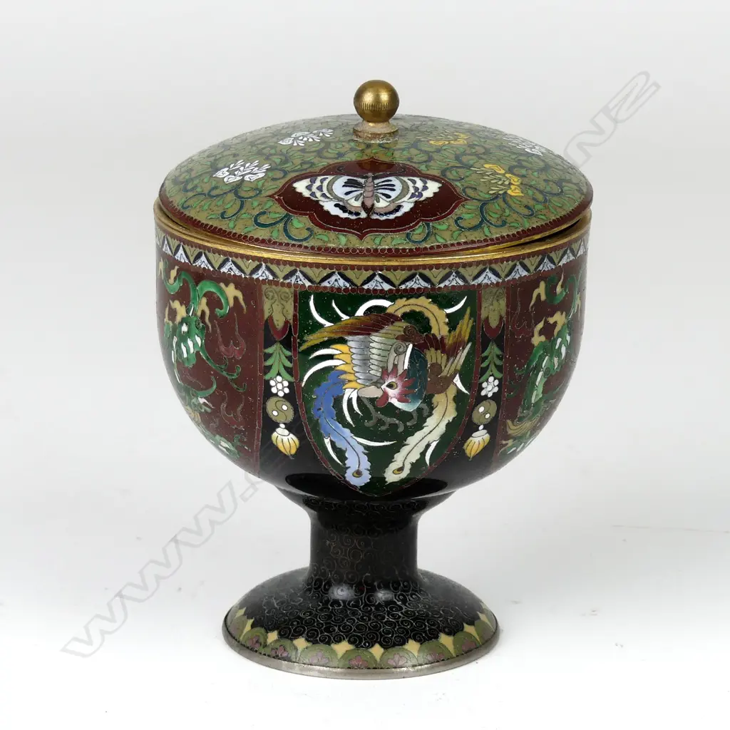 A Japanese cloisonné lidded pedestal bowl Image 1++