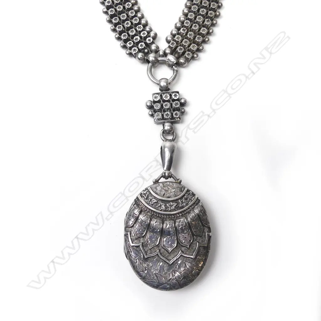 A Victorian silver locket and ‘mayoral’ chain Image 1++