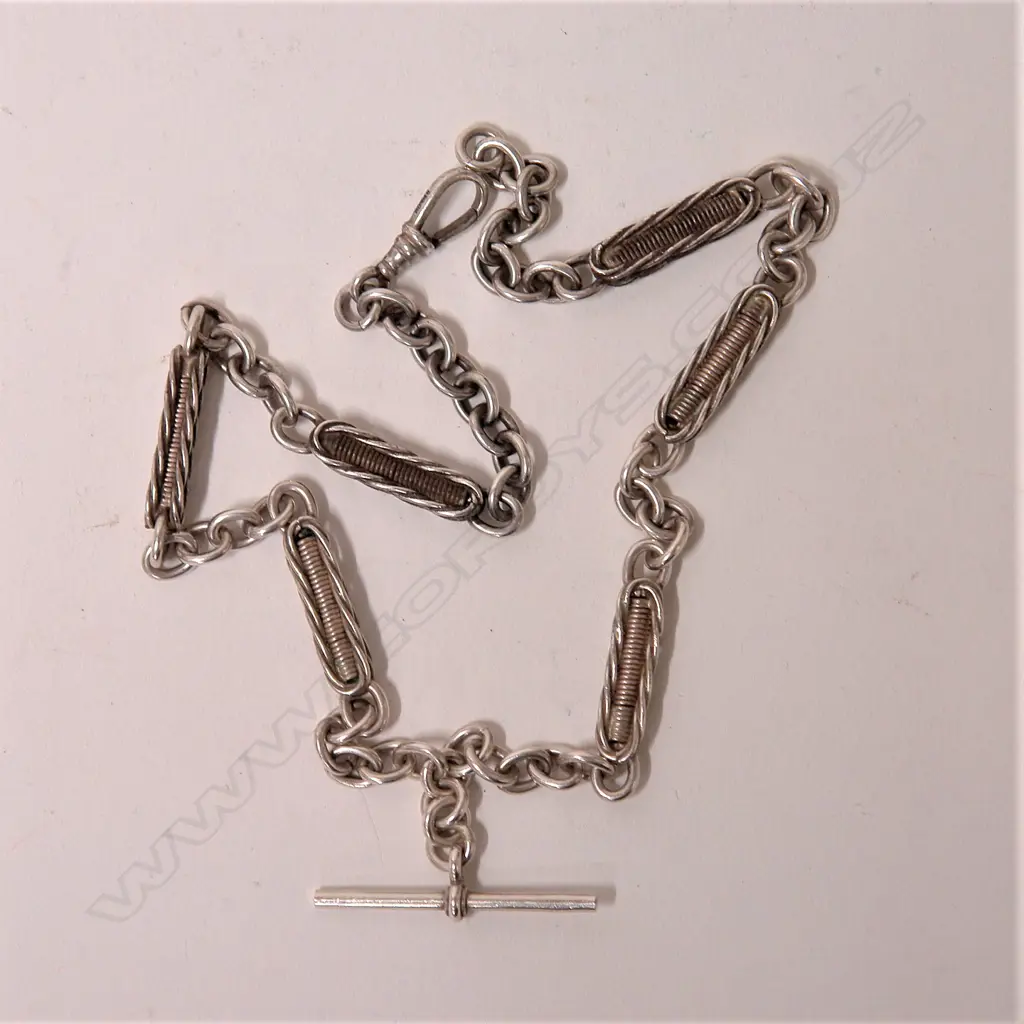 An Edwardian fancy silver link Albert chain Image 1++
