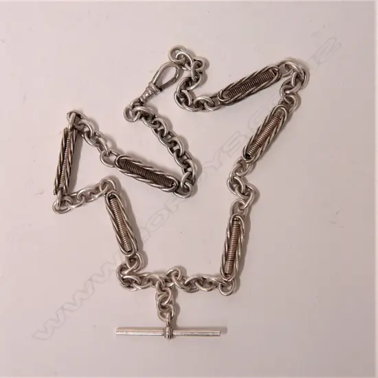 An Edwardian fancy silver link Albert chain